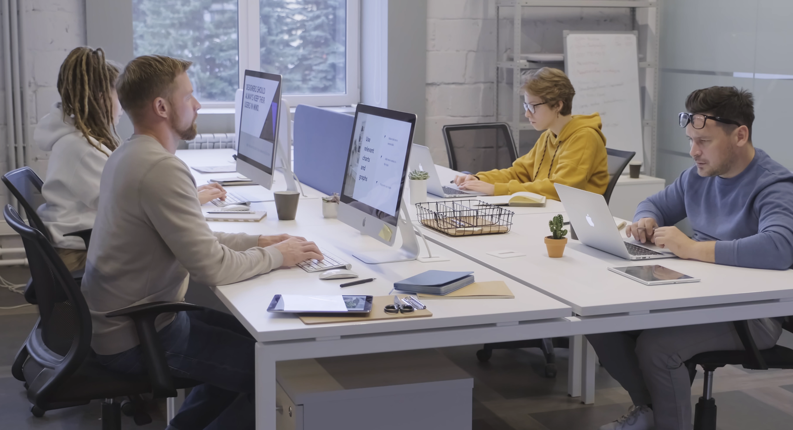 A team working on digital projects